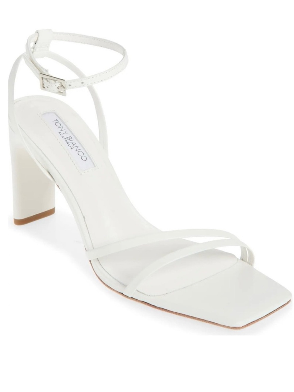 TONY BIANCO WHITE LEATHER STRAPPY SANDALS